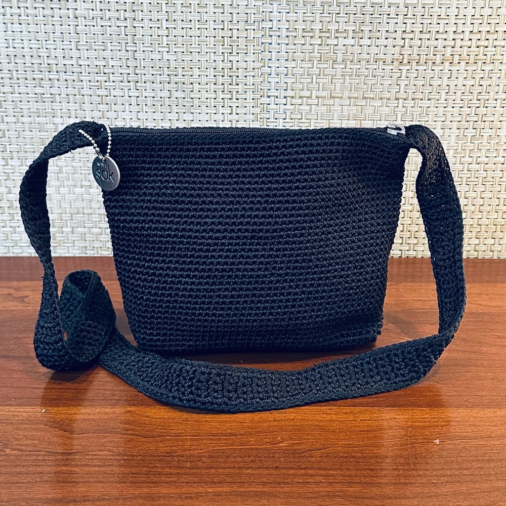 🌟2xHP🌟VTG 2000s The Sak Black Mini Crochet Shoulder Bag